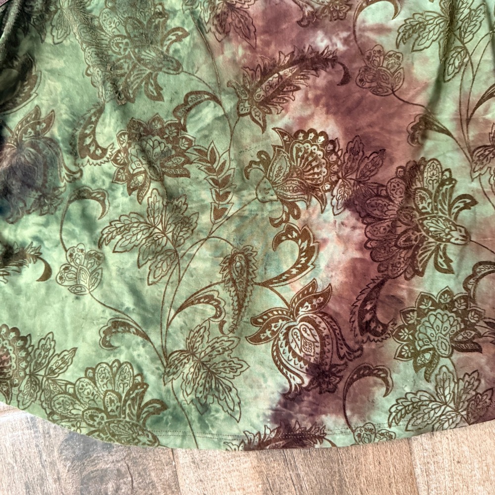 Dressbarn Vintage Whimsigoth Women Burnout Paisley Lace Tank Top,Green Brown, XL - Picture 6 of 11